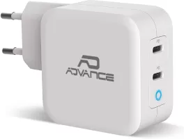 Photo de Chargeur secteur Advance 2xUSB-C (1x55W + 1x45W) (Blanc)