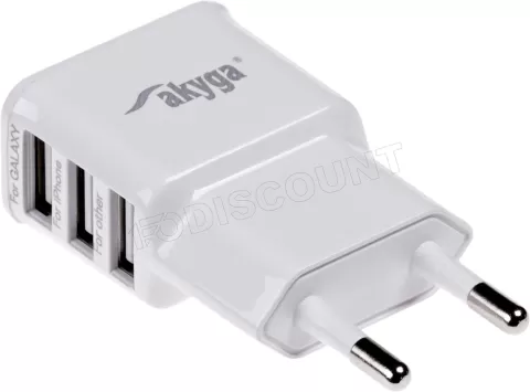Photo de Chargeur secteur Akyga 3x USB 3,1A (Blanc)
