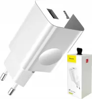 Photo de Chargeur secteur Baseus 1x port USB-A + 1x port USB-C 24W (Blanc)
