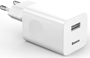Photo de Chargeur secteur Baseus 1x port USB-A 24W (Blanc)