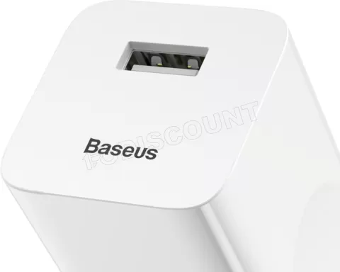 Photo de Chargeur secteur Baseus 1x port USB-A 24W (Blanc)