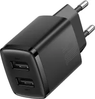 Photo de Chargeur secteur Baseus Compact 2x ports USB-A 10,5W (Noir)
