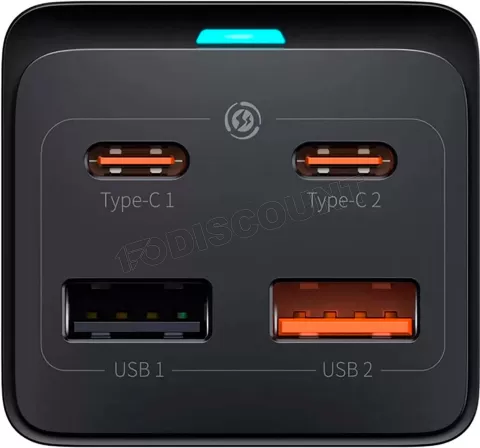 Photo de Chargeur secteur Baseus GaN3 Pro desktop 2x ports USB-A + 2x ports USB-C 65W (Noir)