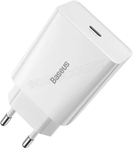 Photo de Chargeur secteur Baseus Speed Mini 1x port USB-C 20W (Blanc)