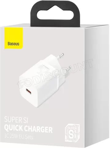 Photo de Chargeur secteur Baseus Super Si 1x port USB-C 25W (Blanc)