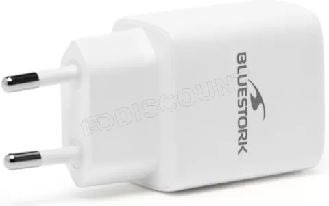 Photo de Chargeur secteur Bluestock GaN 1x USB-A + 1x USB-C 30W (Blanc)