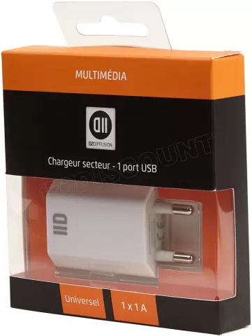 Photo de Chargeur secteur D2 Diffusion 1x USB - 1A (Blanc)