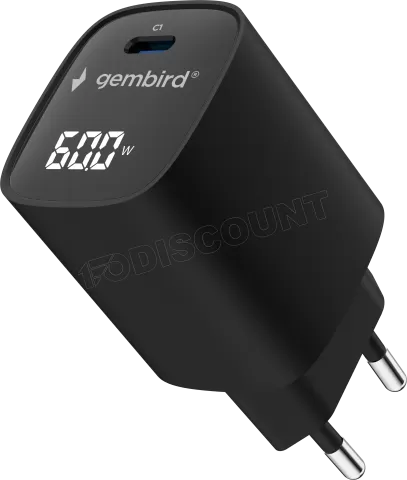 Photo de Chargeur secteur Gembird LCD 1x USB-C 60W (Noir)