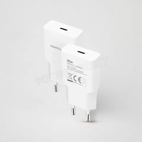 Photo de Chargeur secteur Nanocable 1x USB-C 20W (Blanc)