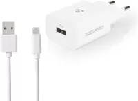 Photo de Chargeur secteur Nedis 1 port USB + cable USB vers Lightning (Blanc)