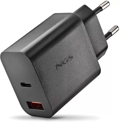 Photo de Chargeur secteur NGS Era 1x USB-C + 1x USB-A 30W (Noir)