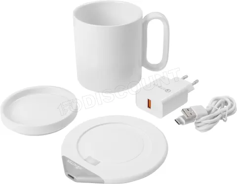 Photo de Chargeur secteur sans fil à induction GadgetMonster Smart Mug 10W avec Chauffe-tasse (Blanc)