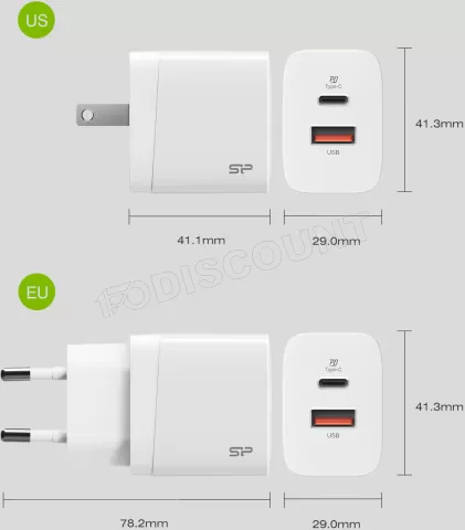 Photo de Chargeur secteur Silicon Power Boost Charger QM15 1x port USB-C/A 20W (Blanc)