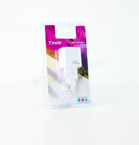 Photo de Chargeur secteur TooQ 1x port USB-A + 1x port USB-C 20W (Blanc)
