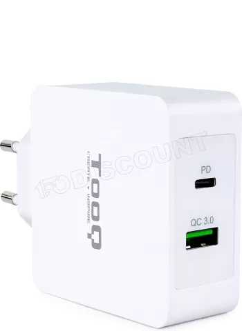 Photo de Chargeur secteur TooQ 1x port USB-A + 1x port USB-C 27W (Noir)
