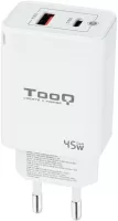 Photo de Chargeur secteur TooQ 1x port USB-A + 1x port USB-C 45W (Blanc)