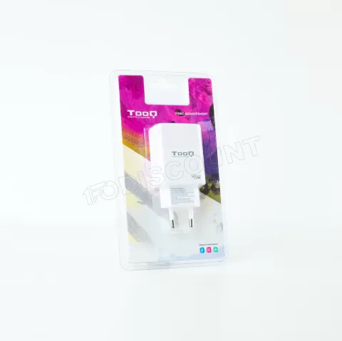 Photo de Chargeur secteur TooQ 1x port USB-A + 1x port USB-C 45W (Blanc)
