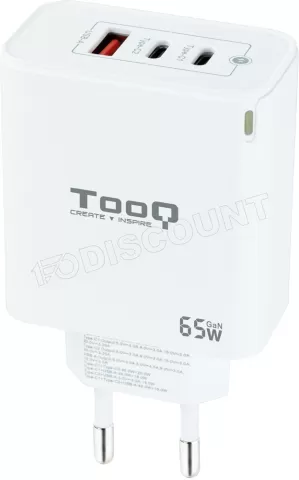 Photo de Chargeur secteur TooQ 1x port USB-A + 2x ports USB-C 65W (Blanc)