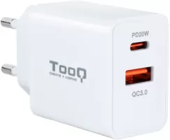 Photo de Chargeur secteur TooQ TQWC-2SC04 1x port USB-A + 1x port USB-C 20W (Blanc)