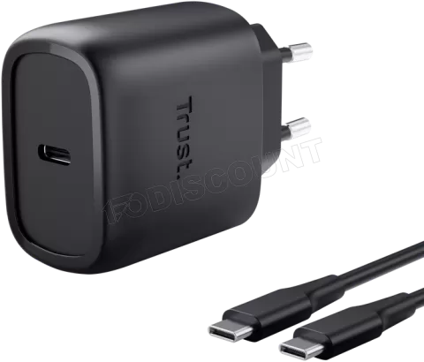 Photo de Chargeur secteur Trust Maxo 1x port USB-C - 45W- Cable 2m inclus (Noir)