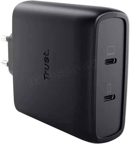 Photo de Chargeur secteur Trust Maxo 2x port USB-C - 100W (Noir)
