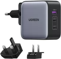 Photo de Chargeur secteur uGreen Nexode 1 port USB-A + 2 ports USB-C 65W (Noir)
