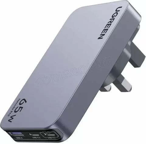 Photo de Chargeur secteur Ugreen Nexode Pro 1x USB-A + 2x USB-C 65W (Gris)