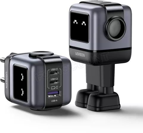 Photo de Chargeur secteur Ugreen Nexode Uno 2x USB-C + 1x USB-A 65W (Noir/Gris)
