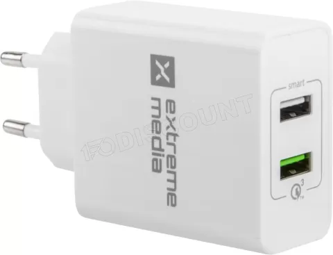 Photo de Chargeur secteur universel Natec 2x USB 3A Quick Charge (Blanc)