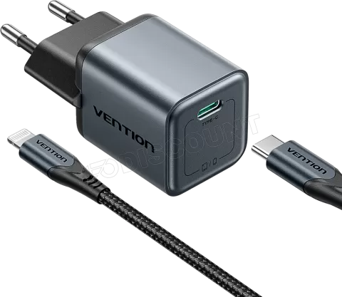 Photo de Chargeur secteur Vention GaN 1x USB-C + Cable USB-C 20W (Gris)