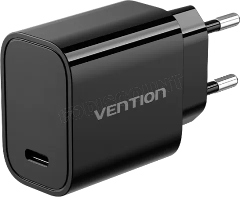 Photo de Chargeur secteur Vention USB-C + Cable USB-C M/M 1m 30W (Noir)