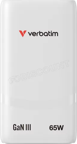 Photo de Chargeur secteur Verbatim Fold'n'Go GaN 2x USB-C 65W (Blanc)