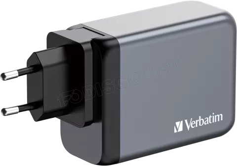 Photo de Chargeur secteur Verbatim GNC 1x port USB-A + 3x ports USB-C 200W (Noir)