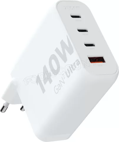 Photo de Chargeur secteur Xtorm Gan2 Ultra 1x port USB-A + 3x ports USB-C 140W (Blanc)