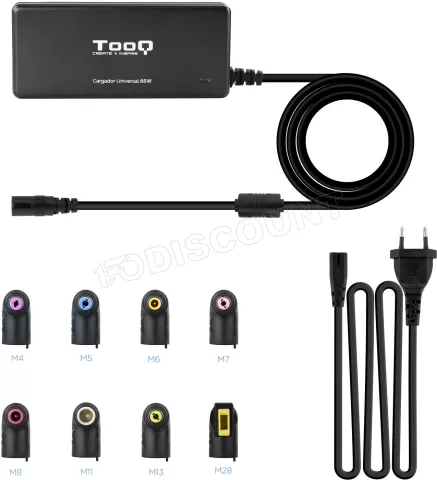 Photo de Chargeur universel TooQ 65W - 8 embouts (Noir)