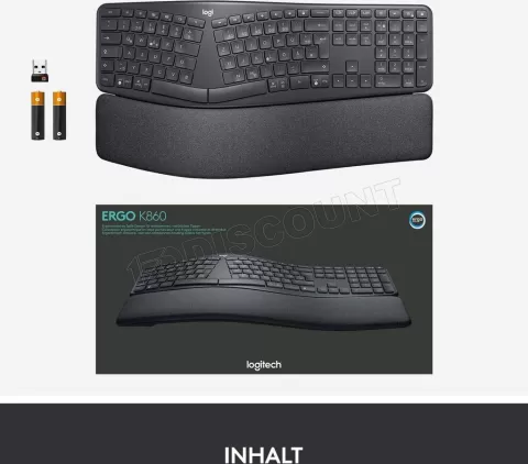 Photo de Clavier ergonomique sans fil Logitech K860 (Noir)