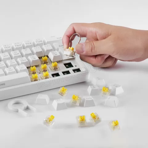 Photo de Clavier Gamer mécanique (Blue Switch) Mars Gaming MKMiniPro TKL RGB (Blanc)