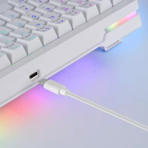 Photo de Clavier Gamer mécanique (Blue Switch) Mars Gaming MKMiniPro TKL RGB (Blanc)