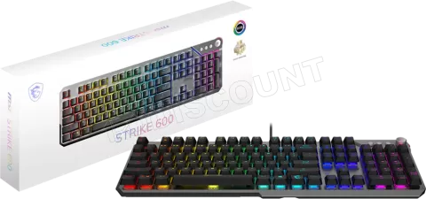 Photo de Clavier Gamer mécanique (Kailh Midnight Pro Silent) MSI Strike 600 RGB (Gris/Noir)