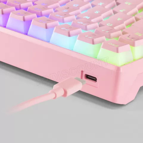 Photo de Clavier Gamer mécanique (Outemu Blue Switch) Mars Gaming MKUltra RGB (Rose)