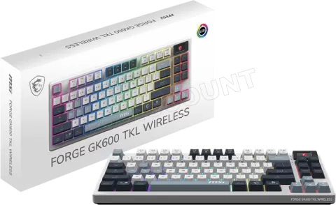 Photo de Clavier Gamer sans fil Bluetooth mécanique MSI Forge GK600 TKL RGB (Blanc/Noir)