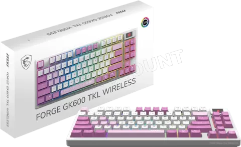 Photo de Clavier Gamer sans fil Bluetooth mécanique MSI Forge GK600 TKL RGB (Blanc/Violet)