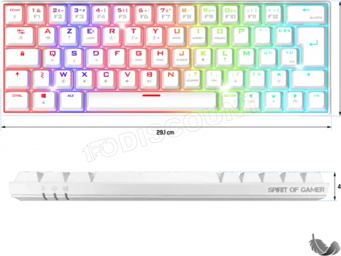 Photo de Clavier Gamer sans fil Bluetooth mécanique (Red Switch) Spirit of Gamer Xpert K200 TKL RGB (Blanc)