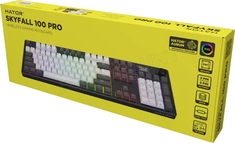 Photo de Clavier Gamer sans fil magnétique (Hator Aurum Linear) Hator Skyfall 100 Pro RGB (Noir/Gris)