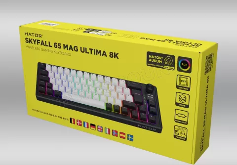 Photo de Clavier Gamer sans fil magnétique (Hator Aurum Linear) Hator Skyfall 65 Mag Ultima 8K TKL RGB (Noir)