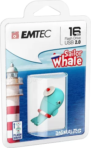 Photo de Clé USB 2.0 Emtec M337 Baleine Marinière - 16Go (Bleu)