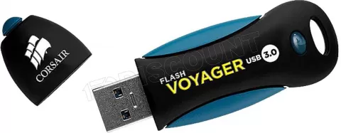 Photo de Clé USB 3.0 Corsair Flash Voyager - 64Go (Noir/Bleu)