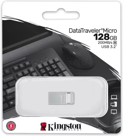 Photo de Clé USB 3.0 Kingston DataTraveler Micro - 128 Go (Argent)