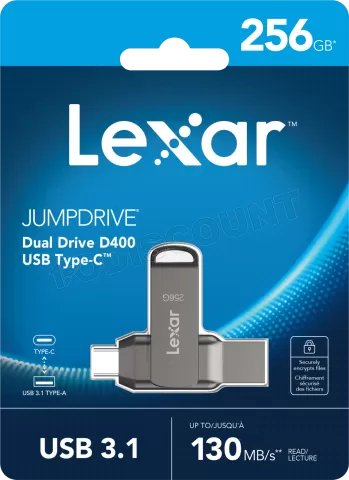 Photo de Clé USB 3.1 Lexar JumpDrive D400 - 256Go (Gris)