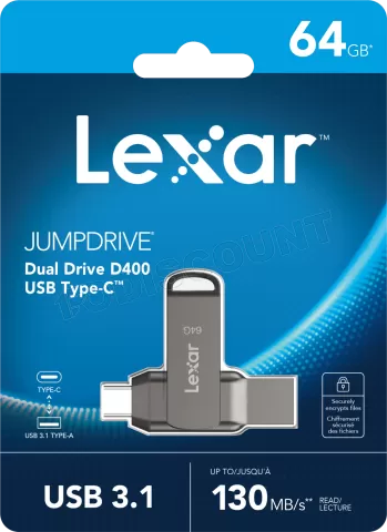 Photo de Clé USB 3.1 Lexar JumpDrive D400 - 64Go (Gris)